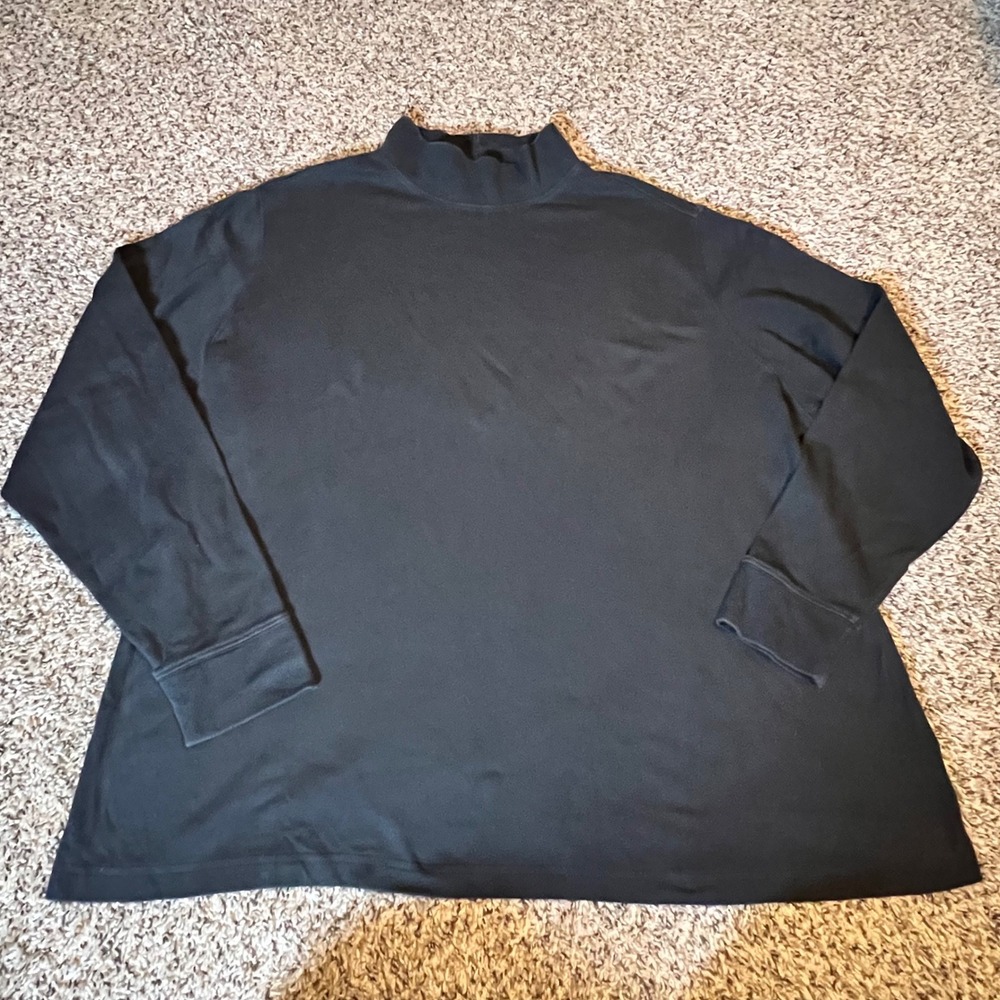 Lands End Black Mock Neck Long Sleeve‎ Relaxed Fit Top Womens Plus 2X 20W-22W